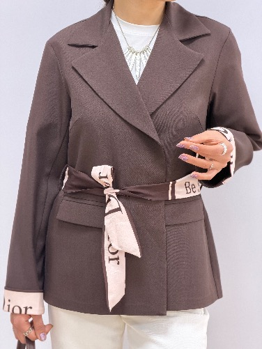 کت آستین دیور کمر اسکارفی